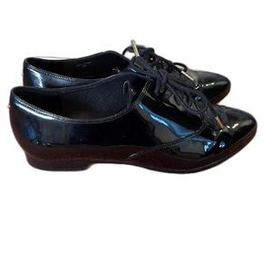 Kate Spade New York Women's Shiny Black Leather Lace-Up Oxfords Size 6M Classic